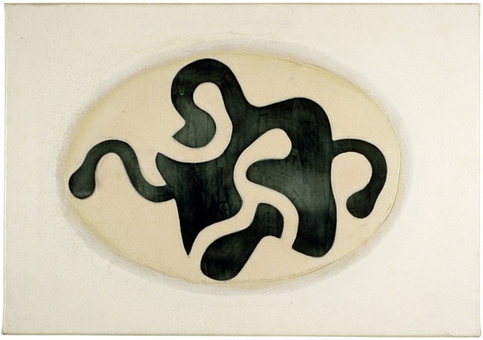 Pensador - 1997 - acrílico, caucho y gel sobre tela - 35 x 50 cm.