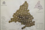 Cartografía Madrid - 2015 - monedas sobre papel - 33 x 46,5 cm.
